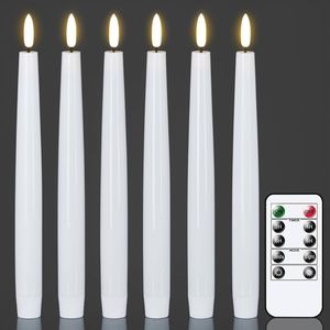 3D Real Flame Paraffin Wax 5 Hours <b>Timer</b> Green LED Taper Candle Home Decoration 10 Key Remote Control Weddings Birthdays - Product Image 1