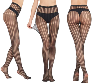 KT-T250033 काले लोगो पत्र प्रिंट हीरा गैंडे शिनिंग प्रिंट पत्र पतली रेशम पेंटीहोज - Product Image 5