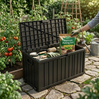 Boîte de rangement extérieure CE en résine, boîtes de rangement pour terrasse, boîte de rangement extérieure étanche avec couvercle verrouillable, noir, 300 gallons