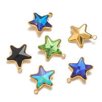 Acier inoxydable 13mm verre étoile breloques étoile pendentif verre collier pendentifs boucles d'oreilles faisant des breloques pour les résultats de bijoux à bricoler soi-même