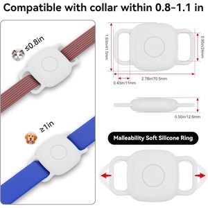 ที่ใส่ปลอกคอสุนัขกันน้ำสำหรับ Life360 Tile Mate Tracker แพ็ค 2 ชิ้น ฝาครอบซิลิโคนทนทาน ป้องกันการสูญหาย สีขาว ดีไซน์เรียบง่าย - Product Image 5