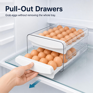 Kichen Egg Organizer 2-Tier 32 Eggs Capacity <b>Fridge</b> Egg Holder Plastic Egg Organizer - Product Image 2