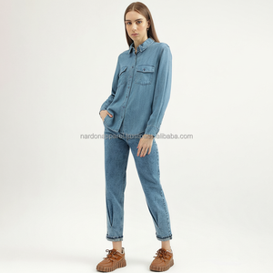 Nardon Apparel Custom Medium Long Shirt Femme 2025 Printemps New Loose European Style Long Sleeves Denim Shirts Autumn - Product Image 1