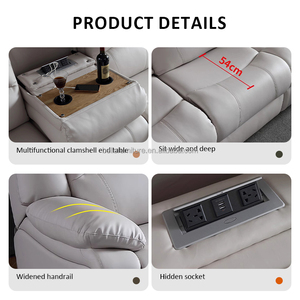 Sillón reclinable en forma de L de cuero de primera clase, sofá de cine eléctrico multifuncional para gran espacio para sala de estar moderna - Product Image 3