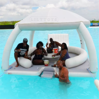 Plateforme flottante gonflable avec auvent, canapé, table et structure Drop Stitch pour les loisirs aquatiques sur yacht, lac ou complexe hôtelier