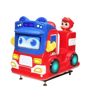 Fiberglass Variabel Mesin Ayunan Bus Sekolah Kiddie Rides Dioperasikan Koin Konsol Game Mobil Mainan Komersial