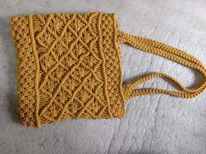 Classy Handmade Crochet Women's Lightweight Envelope Shoulder <b>Bag</b> Hollow Out Pattern Bohemian Style Zip Closure Daily Use <b>Yellow</b> - Product Image 1