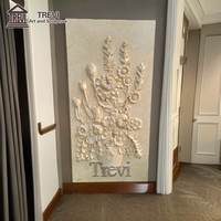 Relief floral en marbre sculpté à la main, sculpture florale en pierre naturelle, décoration murale pour hôtel, hall d'entrée, villa, couloir.