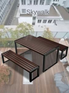 <span class=keywords><strong>Chaise</strong></span> carrée en fer moderne pour parc de loisirs en plein air, cour, <span class=keywords><strong>jardin</strong></span>, balcon, café, <span class=keywords><strong>table</strong></span> et banc combinés - Product Image 5