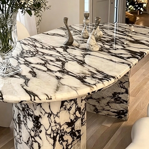 UnionStone Luxury Calacatta Viola Marble Dining <b>Table</b> Customizable Durable Eco-Friendly Natural <b>Stone</b> Home Furniture for Villa - Product Image 3