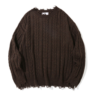 Maglioni da Uomo OEM & ODM di Tendenza, Lavorazione a Trecce, Tinta Unita, Collo a V, Colore Bianco, Pullover in <span class=keywords><strong>Cotone</strong></span> a Maniche Lunghe, Maglieria Invernale - Product Image 3