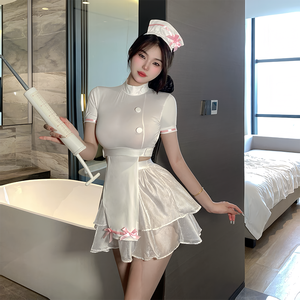 Pijamas de lencería caliente <span class=keywords><strong>para</strong></span> <span class=keywords><strong>mujer</strong></span>, disfraz de tentación de enfermera Sexy, traje de pasión seductora, uniforme íntimo con personaje de gato - Product Image 2