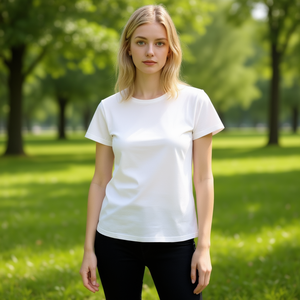 T-shirt Estiva da Donna HDJ a Girocollo a Maniche Corte, Bianco Puro, Taglie S/M L/XL, Top Casual in Cotone Traspirante - Product Image 2