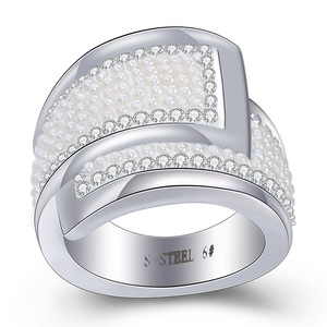Fashion <b>Rings</b> Stainless Steel 304 Pave Setting <b>Crystal</b> Women's Party Jewelry - Product Image 5