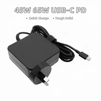 Charger Laptop USB-C 65W untuk MacBook Pro/Air Dell HP Lenovo, Pengisian Cepat GaN, Colokan Australia, Ringkas & Ramah Perjalanan