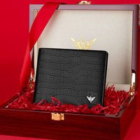 Dompet Bisnis Pria Emperor Paul dari Kulit Asli Motif Buaya dengan Penutup Lipat, Tempat Kartu, Dompet Koin, Anti-Pencurian, Sempurna