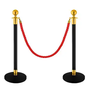 High Quality Crowd Line Control Systems Red Velvet Rope Retractable Stanchion Posts Barrier for Hotel Bank