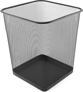 Hitam Perak persegi logam Mesh sampah dapat membuka atas keranjang penyimpanan ekonomis kertas tempat sampah - Product Image 1
