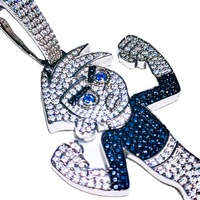 Pendentif de rappeur hip-hop en argent 925 personnalisé pour hommes, collier en diamant Moissanite avec design de personnage de dessin animé glacé, bijoux fins