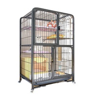 Cage à chat d'intérieur en métal grande taille, multi-niveaux, à monter soi-même, avec espace toilette pour chatons, enclos de jeu pour animaux de compagnie