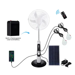 16 18 Inch Best Energy Electric Rechargeable Battery Powered Solar Stand Fans with Solar Panel Light for Home and Greenhouse