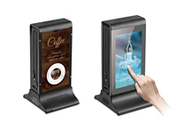 Support de table pour batterie externe en acrylique, support de carte de menu LED avec code QR, NFC