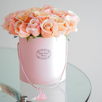 Cylindres en papier emballage luxe romantique Valentine rose boîtes à fleurs forme ronde fête de mariage faveur cas avec poignée