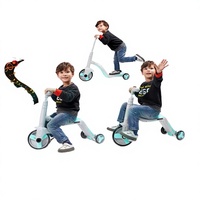YILIEN Trottinette d'équilibre et draisienne 3-en-1 pour enfants avec frein à pied, design à 3 roues, siège inclus, charge maximale 35 kg