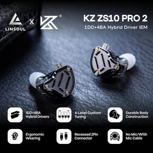 Auriculares Intrauditivos KZ ZS10 <span class=keywords><strong>PRO</strong></span> 2 con 1DD+4BA, Auriculares HIFI para DJ, Monitor de Escenario, Auriculares IEM Profesionales para Audiófilos, Auriculares Deportivos para Juegos - Product Image 4