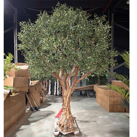 Grand Olivier Artificiel à Tronc en Bois Naturel, Arbre Artificiel Ancien Haute Fidélité pour Projet d'Aéroport