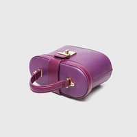 Tas Selempang Wanita Kulit PU Motif Litchi Warna Macaron dengan Hiasan Kunci, Cocok untuk Penggunaan Sehari-hari