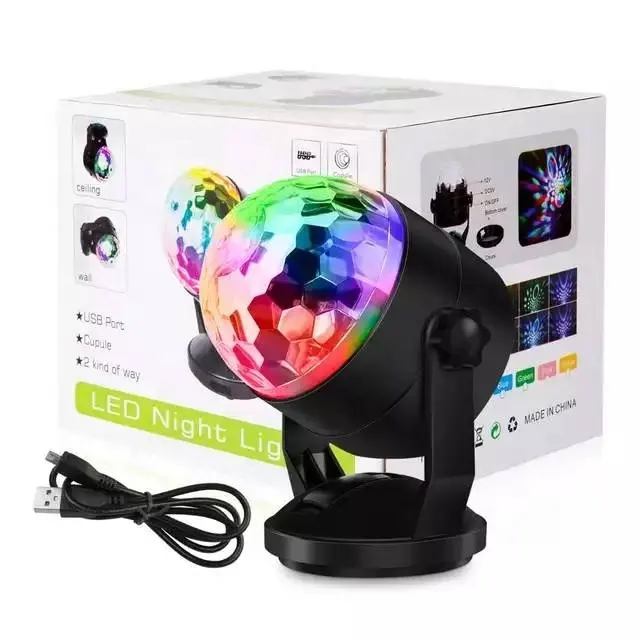 Bola de discoteca LED alimentada por bateria para festa, luz LED com ventosa para interior de carro, iluminação ambiente KTV, oferta imperdível, 2024