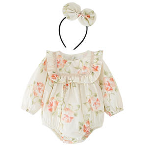 Keli Bear Baby Girl 100% in cotone primavera e autunno abbigliamento infantile grazioso pagliaccetto stampato a maniche lunghe - Product Image 6