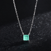Collier haut de gamme 925 en argent Sterling carré Paraiba Tourmaline lien chaîne Vintage pendentif collier pour femmes déclaration bijoux