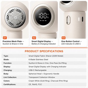 Nouvelle Machine Électrique Anti-Bouloches LCD 2026, Rasoir à Tissu à 6 Lames par Aspiration, Épilateur Portable pour Vêtements, Vente en Gros, Fournisseur ODM - Product Image 4