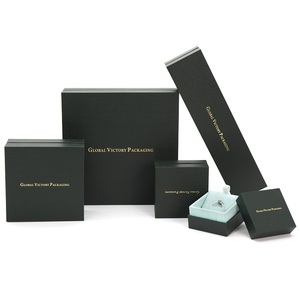 Green Leatherette Paper Jewelry Box High Quality Ring Earring Jewelry Boxes With Logo Custom