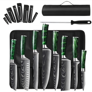 Set <span class=keywords><strong>di</strong></span> 11 <span class=keywords><strong>Coltelli</strong></span> da <span class=keywords><strong>Cucina</strong></span> in Acciaio Inossidabile con Motivo Damascato, Include Coltello Santoku e Borsa in Tessuto Oxford - Product Image 4