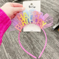 Fantaisie doux anniversaire décorations cheveux accessoires dentelle fête chapeaux argent paillettes anniversaire fille Cupcake bandeau bandes de cheveux