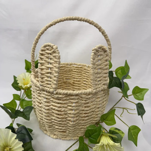Panier de Pâques en corde de <span class=keywords><strong>papier</strong></span> tissée, nouveau <span class=keywords><strong>design</strong></span>, vente chaude, poignées, couvercle, écologique, pour le rangement des bonbons, décoration de vacances de Pâques - Product Image 5