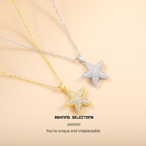Starfish <b>Necklace</b> Set Zinc Alloy Micro Insert Star Pendant Gift Jewelry Fashion Accessory - Product Image 1