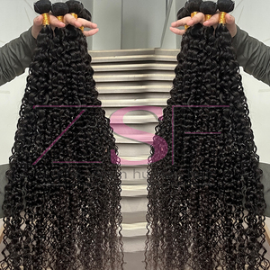 Rambut Manusia Asli Tanpa Proses, Bundel Rambut Keriting Dalam Warna Hitam Alami Mewah Grosir, Double Weft, Kutikula Tersusun Rapi - Product Image 3