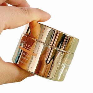 Luxury High End Beautiful Gold Electroplated 50g Cosmetic <b>Empty</b> Glass <b>Jar</b> Container for Face Cream With Aluminum Lid - Product Image 1