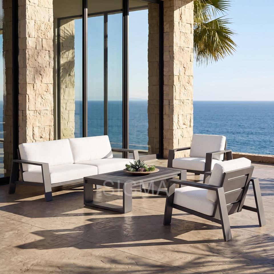 Arab Rust Outdoor Aluminum Single Sofa Chair Patio Garden Terrace Balcony Lounge ...
