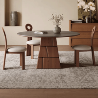 Base de château noir moderne petite table à plateforme ronde Table à manger nordique minimaliste en bois massif circulaire pour la maison