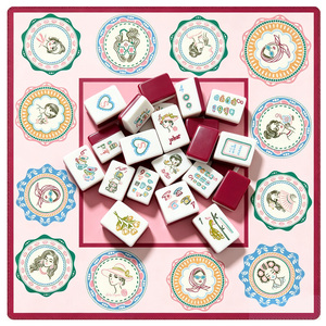Jeu de Mahjong Américain 3 Niveaux en Acrylique Blanc, Motif Floral Rose Cœur, 160 Tuiles, Design Personnalisé, Style Rétro Soap Opera pour Femmes - Product Image 1