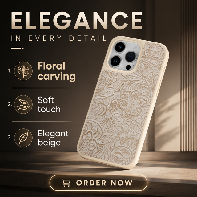 3D Embossed Floral PU Leather Phone Case Shockproof TPU Frame Vintage Flower Pattern Mobile Cover for iPhone 14 Pro Max