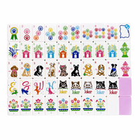 Jeu de Mahjong Américain de Luxe Rose et Violet à Double Couche en Acrylique de 1,42 po, Thème Animaux (Chats et Chiens), Pliable, Portable, Durable et Écologique