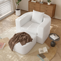 VOXHOME Nordisches Minimalistisches Einzelsofa-Bett für Wohnzimmer Schlafzimmer Heim-Möbel Klappbares Faulbett-Sofa Weißes Bouclé-Sofa