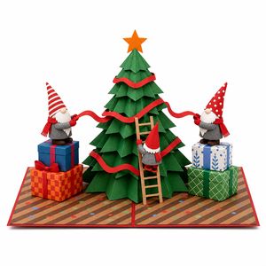 Carte de Noël pop-up 3D en papier, carte de vœux de fêtes, décoration saisonnière personnalisée - Product Image 1
