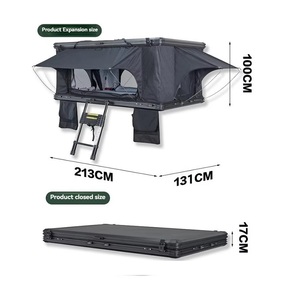 Tente <span class=keywords><strong>de</strong></span> toit rigide pour 2 personnes, structure en aluminium, 213x136x100cm, capacité <span class=keywords><strong>de</strong></span> charge 300kg, matelas 7cm, protection UV50+, imperméable 3000mm, 4 saisons, pour SUV - Product Image 6